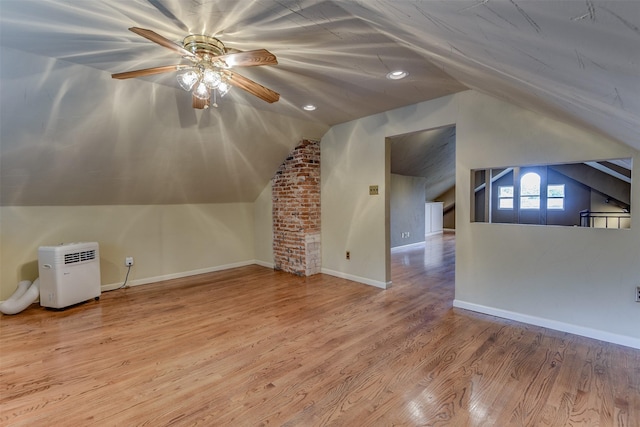 520 N College St, Waxahachie, TX 75165 - bonus room featuring vaulted ceiling, wood finished floors, ceiling fan, and baseboards