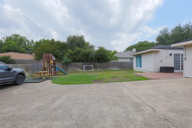 7251 Valley Dale Ct, Benbrook, TX 76116 - view of yard featuring a playground and a patio