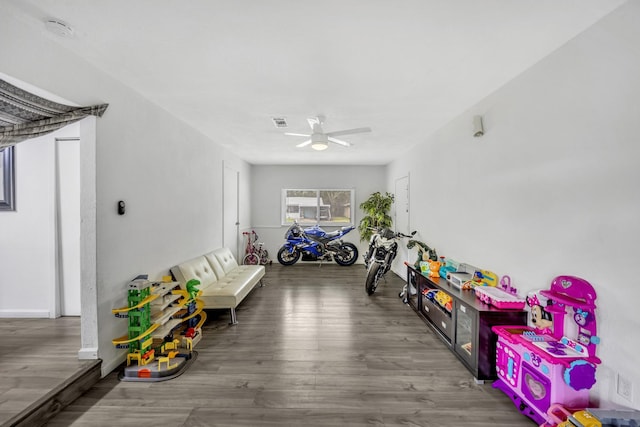 2605 Himes St, Irving, TX 75060 - recreation room with ceiling fan and wood finished floors