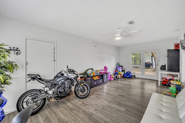2605 Himes St, Irving, TX 75060 - recreation room featuring wood finished floors and a ceiling fan