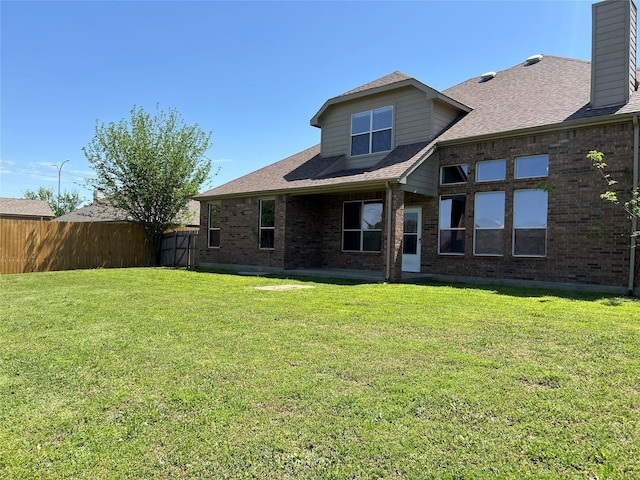 1104 Cactus Spine Dr, Fort Worth, TX 76052 - rear view of house featuring brick siding, a chimney, and a shingled roof