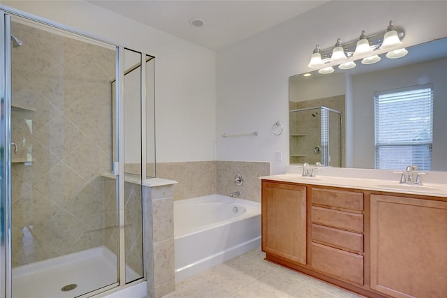 8721 Maple Ridge Rd, Fort Worth, TX 76244 - full bath with tile patterned flooring, a bath, a stall shower, and double vanity