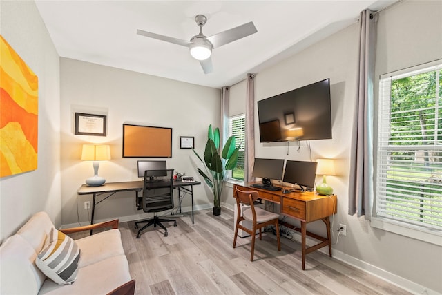 103 Idlewood Rd, Enchanted Oaks, TX 75156 - office space featuring light wood-style flooring, a ceiling fan, and baseboards