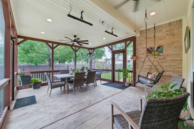 1600 Country Walk Ln, Wylie, TX 75098 - sunroom with a ceiling fan and outdoor dining area