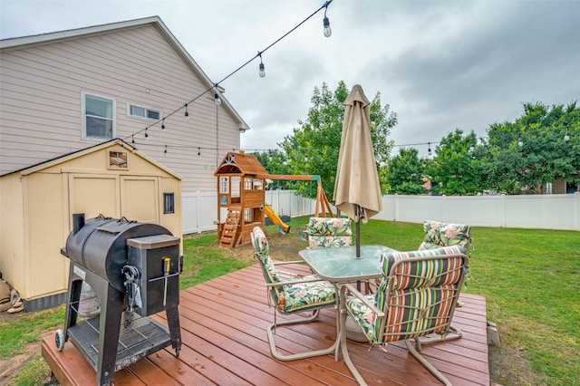 816 Hartsfield St, Aubrey, TX 76227 - deck featuring a playground and outdoor dining space