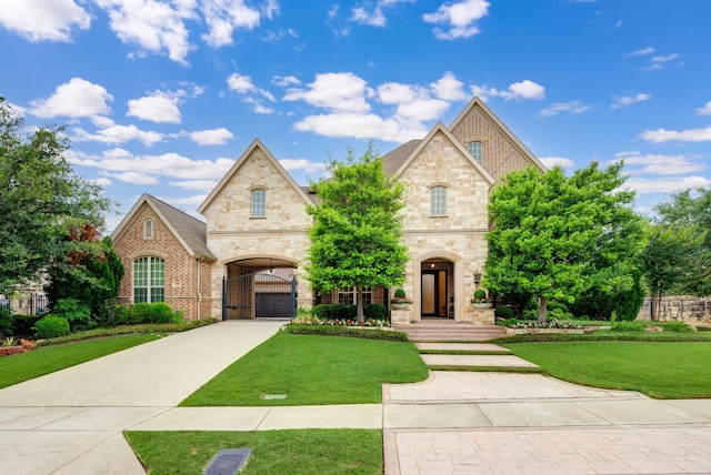 912 Berkshire Rd, Southlake, TX 76092 - french country home with a front lawn, brick siding, and stone siding