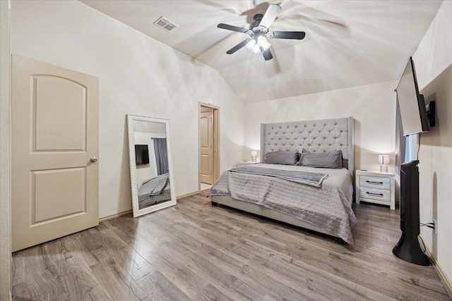 10149 High Eagle Trl, Fort Worth, TX 76108 - bedroom featuring vaulted ceiling, wood finished floors, and a ceiling fan