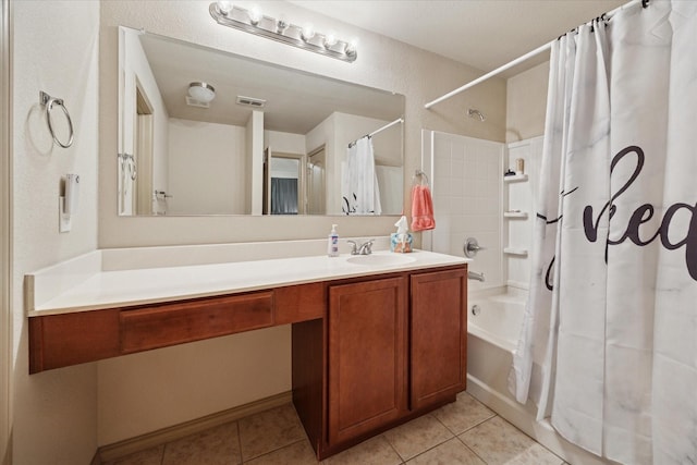 10149 High Eagle Trl, Fort Worth, TX 76108 - full bathroom with shower / tub combo, vanity, and tile patterned floors
