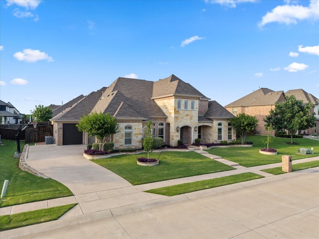 1741 Mountain Creek Ln, Prosper, TX 75078 - french country home featuring stone siding and driveway