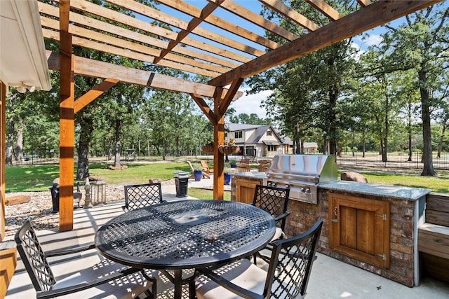 6575 Standing Rock, Malakoff, TX 75148 - view of patio featuring outdoor dining area, a pergola, and view of scattered trees
