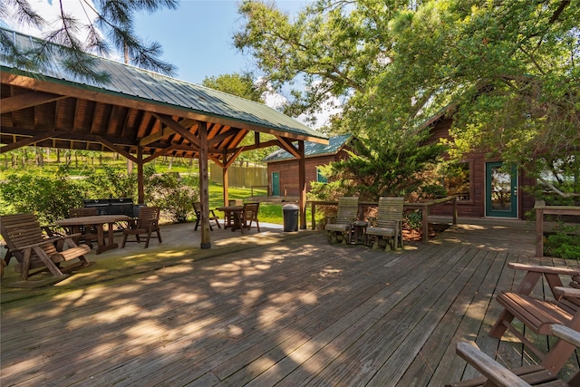 6575 Standing Rock, Malakoff, TX 75148 - wooden terrace with outdoor dining area and a gazebo