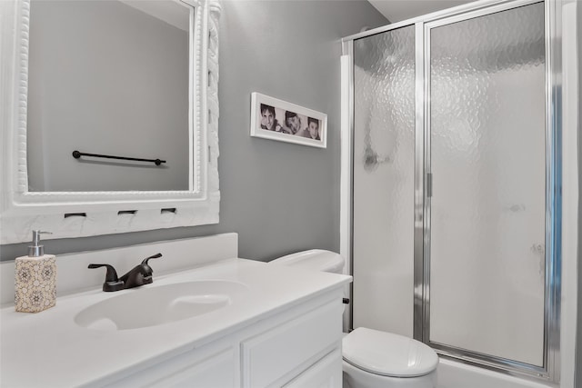 10595 Gregory Rd, Sanger, TX 76266 - bathroom featuring vanity, a stall shower, and toilet