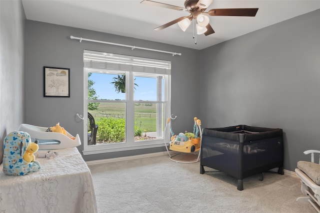 10595 Gregory Rd, Sanger, TX 76266 - bedroom featuring carpet floors, baseboards, and ceiling fan