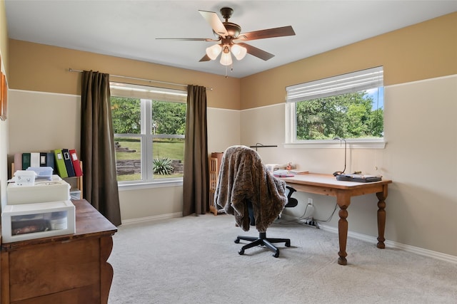 10595 Gregory Rd, Sanger, TX 76266 - carpeted office featuring plenty of natural light, baseboards, and ceiling fan