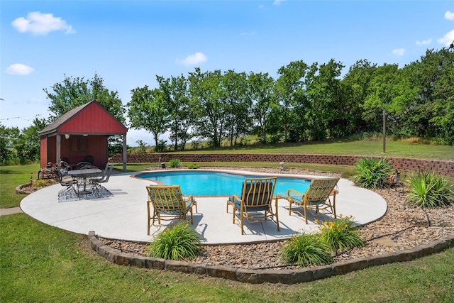 10595 Gregory Rd, Sanger, TX 76266 - view of pool featuring a patio and a lawn