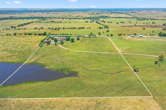 10595 Gregory Rd, Sanger, TX 76266 - aerial view of sparsely populated area featuring property boundaries highlighted and a nearby body of water