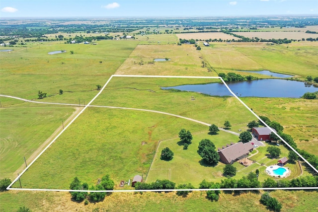 10595 Gregory Rd, Sanger, TX 76266 - view of rural area with property parcel outlined and a nearby body of water