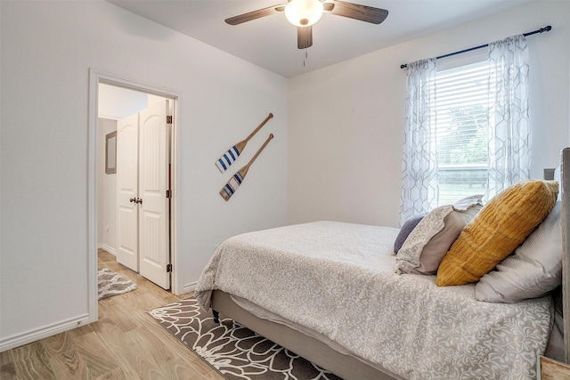3108 Ridgecrest Dr, Granbury, TX 76048 - bedroom featuring light wood-style floors, ceiling fan, and baseboards