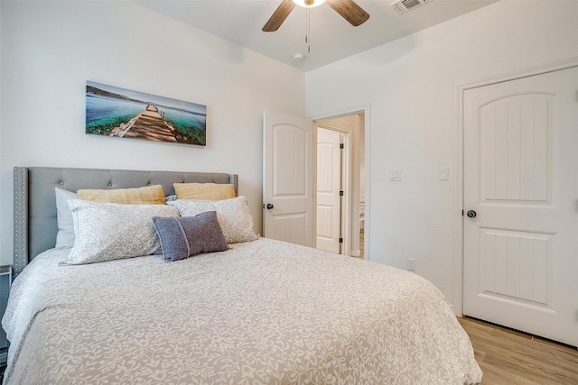3108 Ridgecrest Dr, Granbury, TX 76048 - bedroom with wood finished floors and ceiling fan