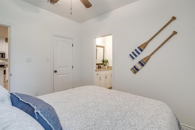 3108 Ridgecrest Dr, Granbury, TX 76048 - bedroom featuring connected bathroom and a ceiling fan