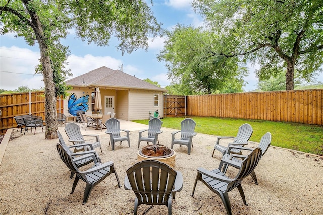 3108 Ridgecrest Dr, Granbury, TX 76048 - view of patio with a fire pit and a gate