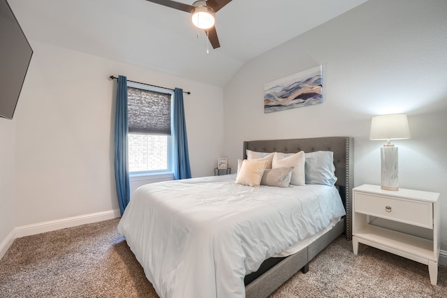 2246 Hartley Dr, Forney, TX 75126 - bedroom with carpet floors, lofted ceiling, baseboards, and a ceiling fan