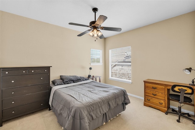 1050 Crystal Falls Dr, Prosper, TX 75078 - bedroom with light colored carpet, baseboards, a desk, and ceiling fan