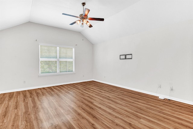 3724 Sicily St, Irving, TX 75038 - unfurnished room with light wood-style flooring, lofted ceiling, ceiling fan, and baseboards