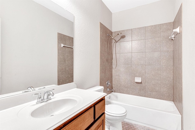3724 Sicily St, Irving, TX 75038 - full bath featuring toilet, vanity, shower / bath combination, and tile patterned flooring