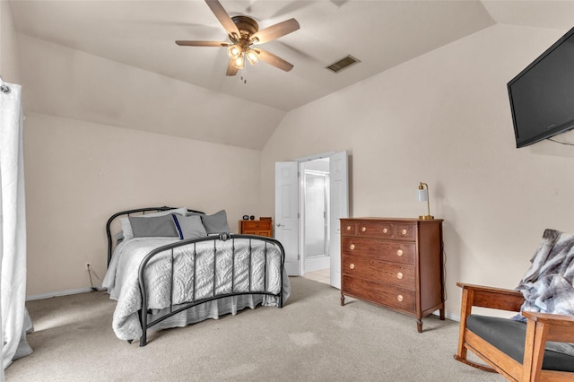 1125 Starling Ct, Burleson, TX 76028 - bedroom featuring light carpet, vaulted ceiling, baseboards, and ceiling fan