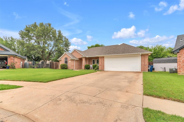 1125 Starling Ct, Burleson, TX 76028 - ranch-style house featuring brick siding, central AC unit, driveway, and an attached garage