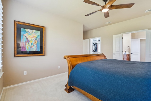 6173 Arcadia Park Ln, Frisco, TX 75036 - bedroom featuring carpet floors, a spacious closet, baseboards, ensuite bath, and ceiling fan