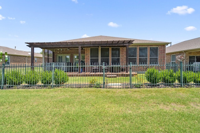 6173 Arcadia Park Ln, Frisco, TX 75036 - back of property with brick siding and a pergola