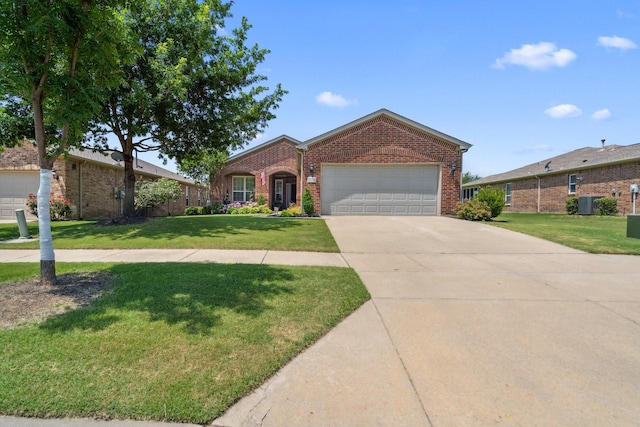 6173 Arcadia Park Ln, Frisco, TX 75036 - traditional-style house with brick siding, an attached garage, a front yard, and concrete driveway
