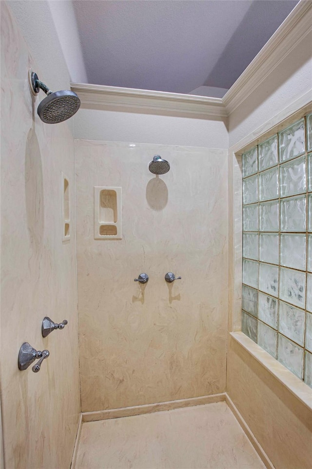 1991 Saint Andrews Dr, Red Oak, TX 75154 - full bathroom with a tile shower and crown molding