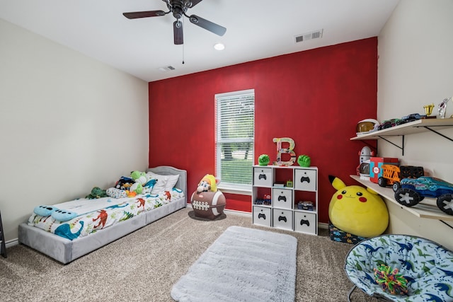 601 S 4th St, Crandall, TX 75114 - bedroom featuring carpet flooring and ceiling fan
