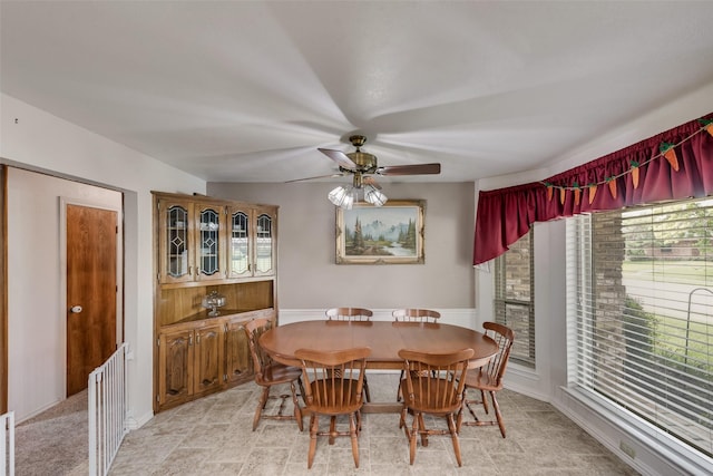 3410 Queenswood Ln, Garland, TX 75040 - dining space with ceiling fan