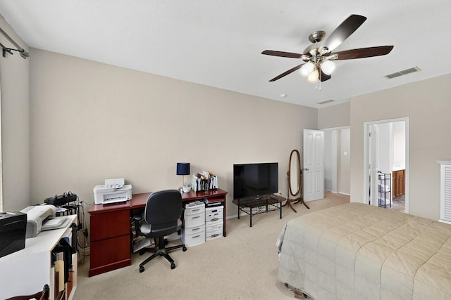848 Ridge Point Dr, Grand Prairie, TX 75052 - bedroom featuring an office area, carpet floors, and a ceiling fan
