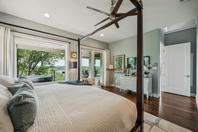 4003 Cheyenne Cir, Flower Mound, TX 75022 - bedroom featuring wood finished floors, recessed lighting, baseboards, and a ceiling fan