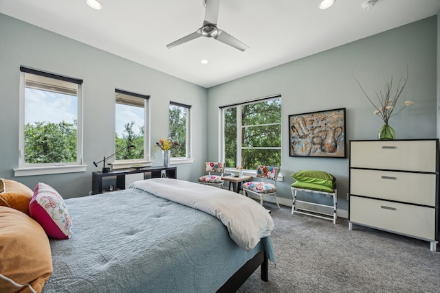 4003 Cheyenne Cir, Flower Mound, TX 75022 - bedroom featuring carpet, recessed lighting, ceiling fan, and baseboards