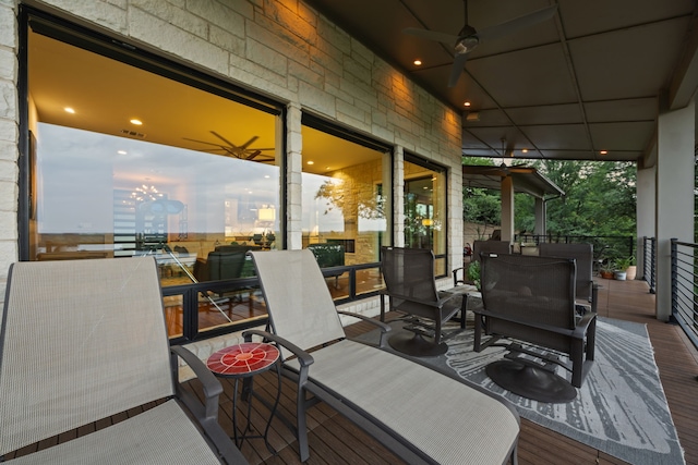 4003 Cheyenne Cir, Flower Mound, TX 75022 - wooden terrace featuring a ceiling fan