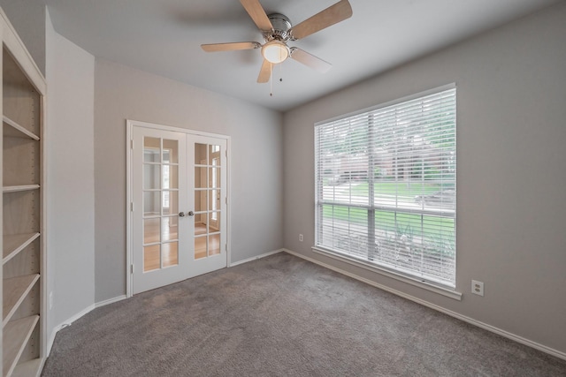 1803 Haydenbend Cir, Grapevine, TX 76051 - carpeted empty room with french doors, ceiling fan, and baseboards