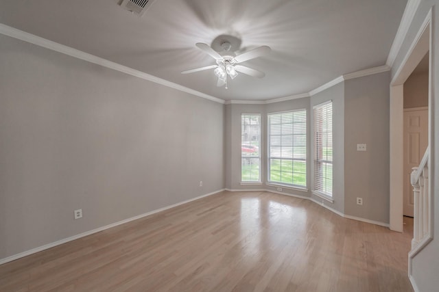 1803 Haydenbend Cir, Grapevine, TX 76051 - unfurnished room featuring light wood-type flooring, a ceiling fan, baseboards, and ornamental molding