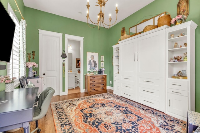 2116 Tremont Blvd, Mckinney, TX 75071 - office area featuring a chandelier and light wood-type flooring
