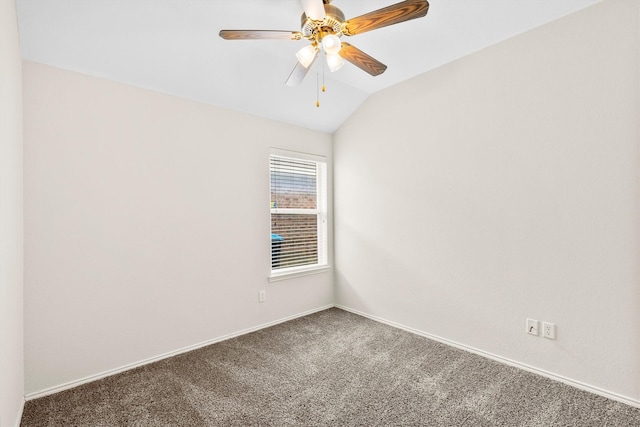 13209 Fencerow Rd, Fort Worth, TX 76244 - spare room with vaulted ceiling, carpet, ceiling fan, and baseboards
