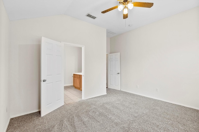 13209 Fencerow Rd, Fort Worth, TX 76244 - unfurnished bedroom with light colored carpet, lofted ceiling, baseboards, and ceiling fan