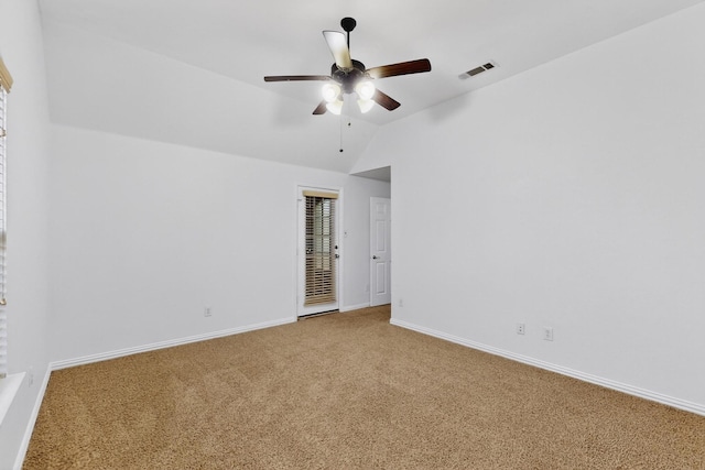 3436 Copper Point Ln, Frisco, TX 75034 - carpeted empty room with a ceiling fan, vaulted ceiling, and baseboards