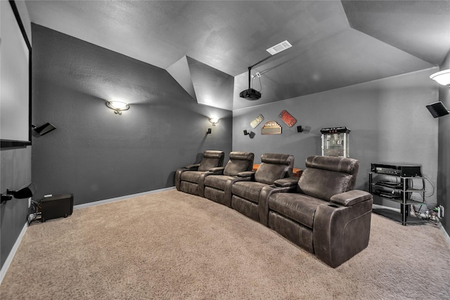 1925 Knoxbridge Rd, Forney, TX 75126 - carpeted cinema room featuring lofted ceiling and baseboards