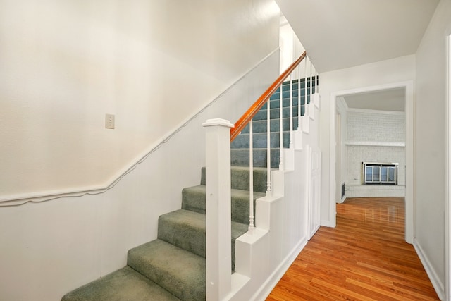 2050 Greenbriar Dr, Abilene, TX 79605 - stairs featuring wood finished floors and a fireplace