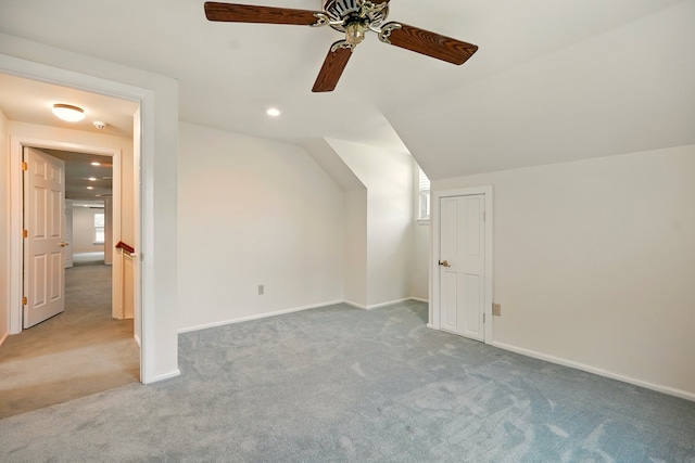 2050 Greenbriar Dr, Abilene, TX 79605 - additional living space featuring carpet flooring, a ceiling fan, recessed lighting, vaulted ceiling, and baseboards